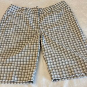 Nike Tan and White Plaid Golf Shorts